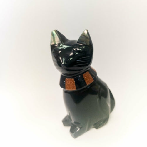 Black Obsidian Cats with Stone Collar