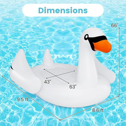 Giant Inflatable Swan Floating Island 4-Person Pool Float with 4 Cups Holders