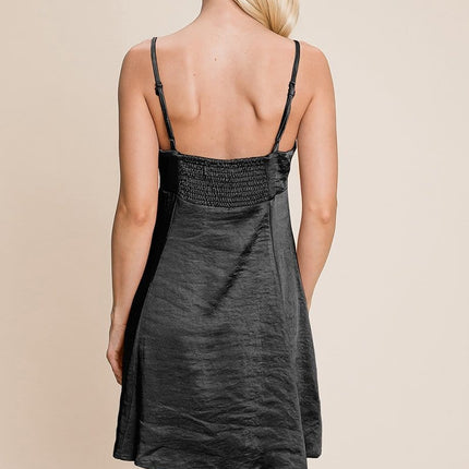 Adjustable Spaghetti Strap Satin Cami Slip Dress