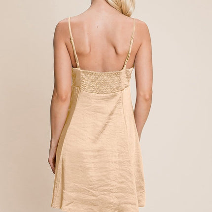 Adjustable Spaghetti Strap Satin Cami Slip Dress