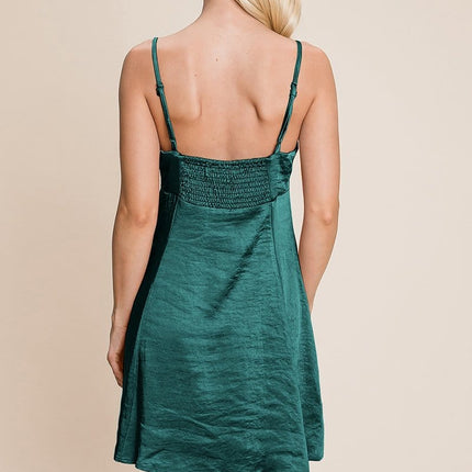 Adjustable Spaghetti Strap Satin Cami Slip Dress
