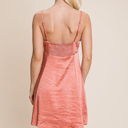 Adjustable Spaghetti Strap Satin Cami Slip Dress