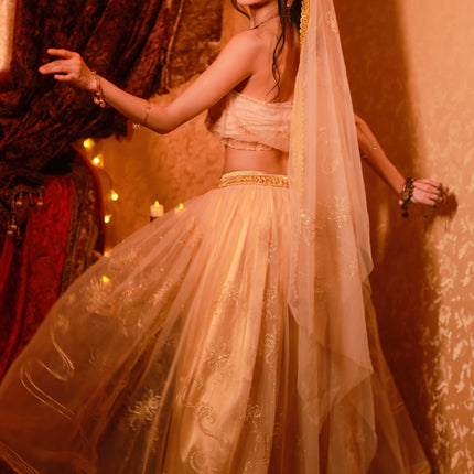 Golden Egyptian Princess Costume Elegant Sparkling Fabric Outfit