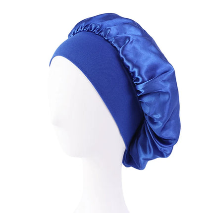 Women's Satin Solid Bonnets Wide-brimmed Night Sleeping Bathing Hat