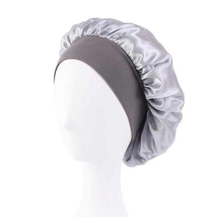 Women's Satin Solid Bonnets Wide-brimmed Night Sleeping Bathing Hat
