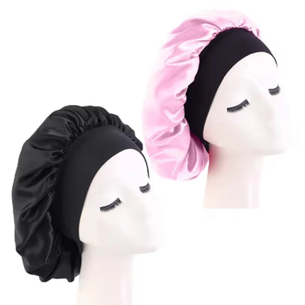 Women's Satin Solid Bonnets Wide-brimmed Night Sleeping Bathing Hat