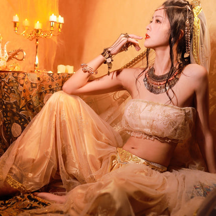 Golden Egyptian Princess Costume Elegant Sparkling Fabric Outfit