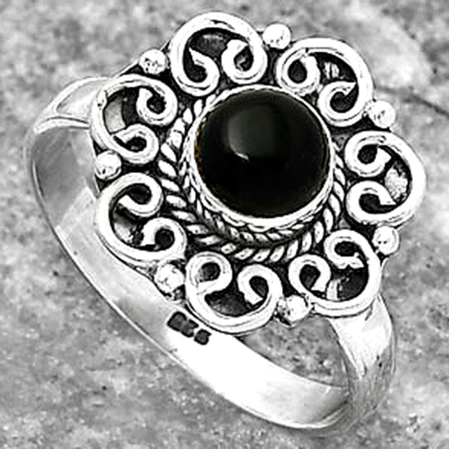 Natural Black Onyx - Brazil Ring size-8 R-1337 SDR161206
