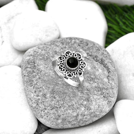 Natural Black Onyx - Brazil Ring size-8 R-1337 SDR161206