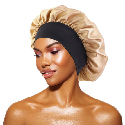 Women's Satin Solid Bonnets Wide-brimmed Night Sleeping Bathing Hat