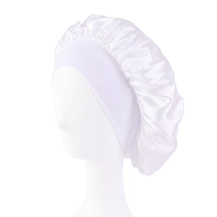 Women's Satin Solid Bonnets Wide-brimmed Night Sleeping Bathing Hat