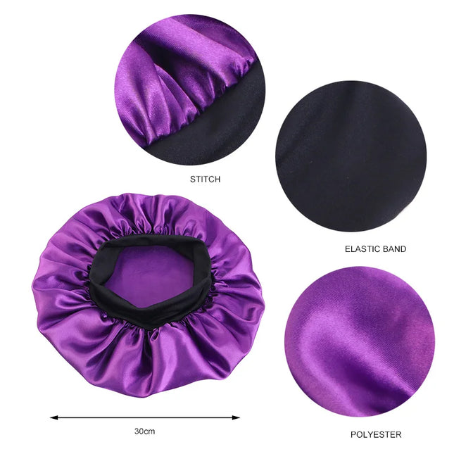 Women's Satin Solid Bonnets Wide-brimmed Night Sleeping Bathing Hat