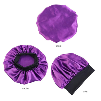 Women's Satin Solid Bonnets Wide-brimmed Night Sleeping Bathing Hat