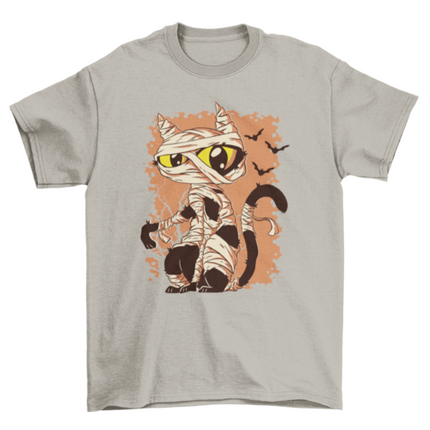 Mummy Cat Funny Halloween Cartoon T-shirt
