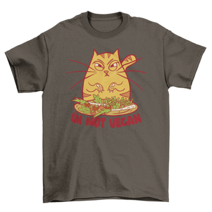Angry cartoon cat with vegetables t-shirt