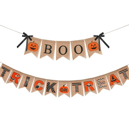 Halloween Burlap Banner Halloween Party Mantel Wall Hanging Supplies