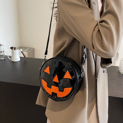 Halloween Pumpkin Small Round Bag Girls Funny Cute Shoulder Bag