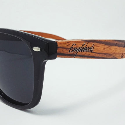 Zebrawood Sunglasses, Stars and Bars With Wooden Case, Polarized,