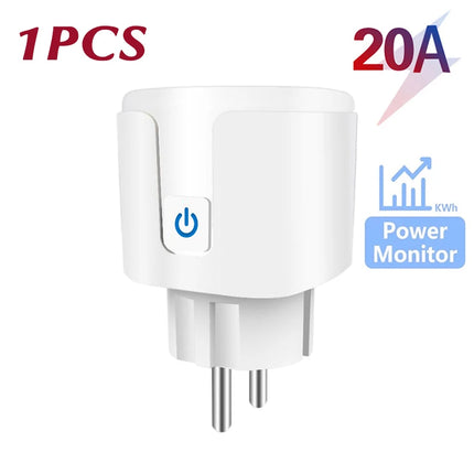 Tuya WiFi/Zigbee Smart Plug EU 16A/20A with Power Monitoring Timer Function Socket Compatible with Alexa Google Home Smart Life
