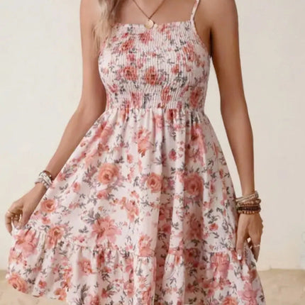 Smocked Floral Square Neck Cami Dress