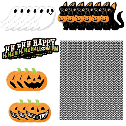 Set Of 25Pcs Halloween Party Striped Decorative Straws Disposable