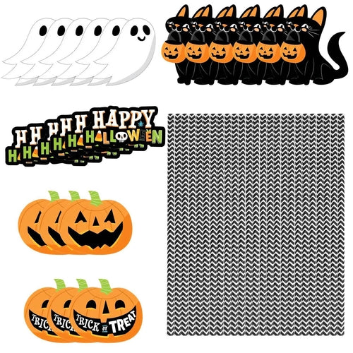 Set Of 25Pcs Halloween Party Striped Decorative Straws Disposable
