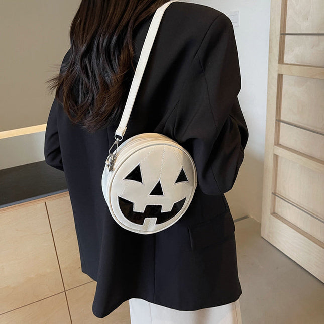 Halloween Pumpkin Small Round Bag Girls Funny Cute Shoulder Bag