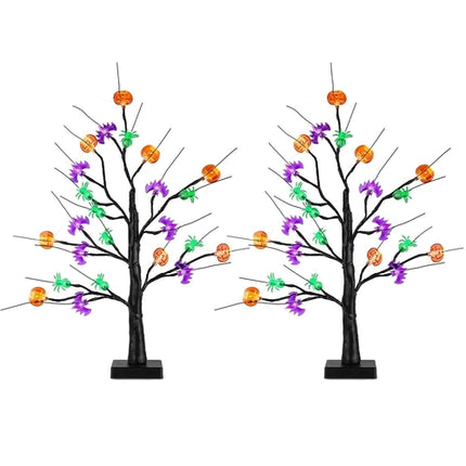 2Pack 1.97FT Lighted Halloween Trees Halloween Indoor Decorations