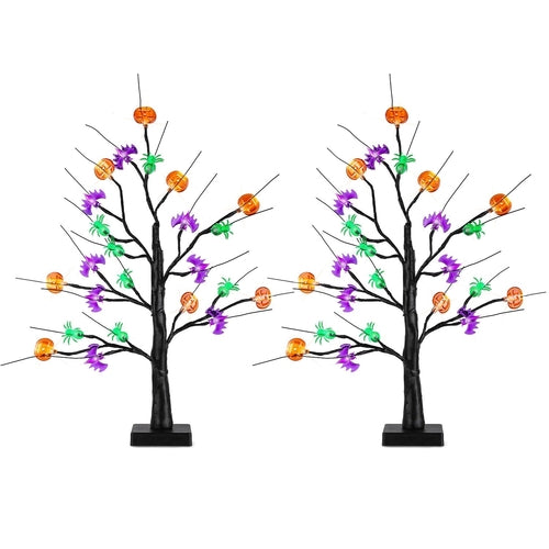 2Pack 1.97FT Lighted Halloween Trees Halloween Indoor Decorations