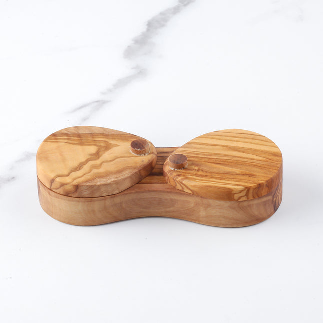 Handcrafted Olive Wood Salt and Pepper Box for Rustic Kitchen Charm
