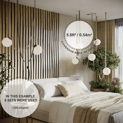 Acoustic Slat Wood Panels «Loza-5» | 2" Strips | Wall Decor