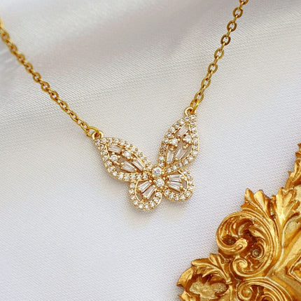 24K Butterfly Pendant Necklace