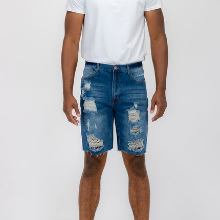 Mens Distressed Denim Shorts
