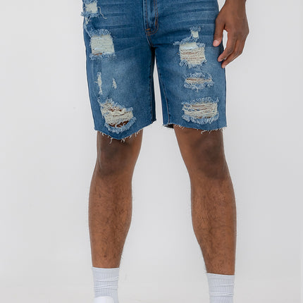 Mens Distressed Denim Shorts