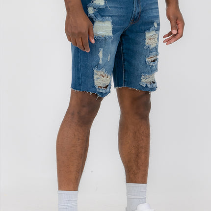 Mens Distressed Denim Shorts