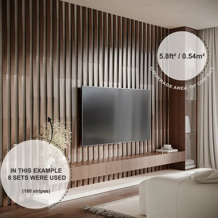 Acoustic Slat Wood Panels «Loza-5» | 2" Strips | Wall Decor