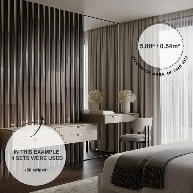 Acoustic Slat Wood Panels «Loza-5» | 2" Strips | Wall Decor