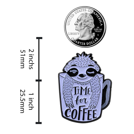 Coffee Sloth – Time For Coffee Enamel Pin