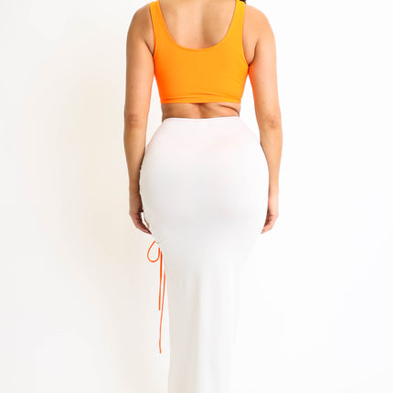 ColorBlock Side Lace up Top & Matching Maxi Skirt 2 Piece Outfit Set