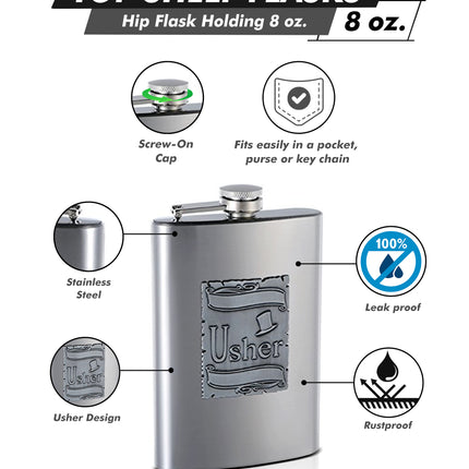 8oz Gift Flask for Wedding Usher