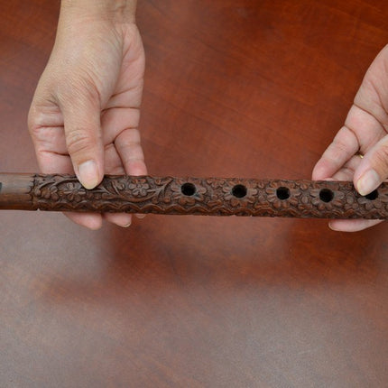 Handmade Carved Wood Whistle Flute 12"