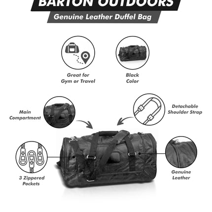 21 Inch Genuine Leather Duffle Bag