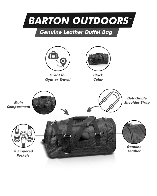 21 Inch Genuine Leather Duffle Bag