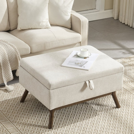 Mid-century modern square coffee table storage bench, assembled,