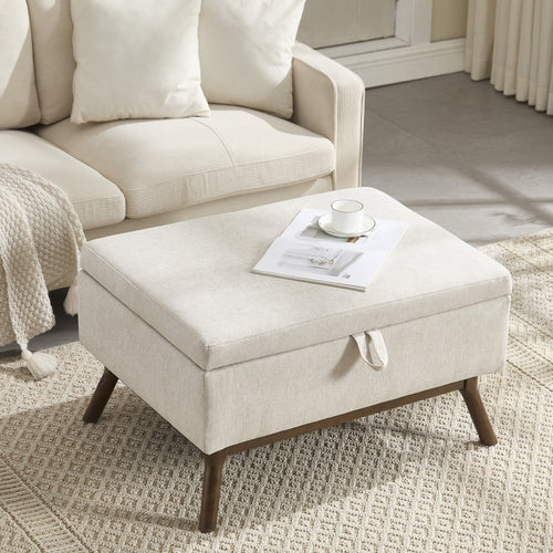 Mid-century modern square coffee table storage bench, assembled,