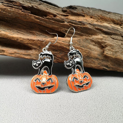 Halloween Funny Earrings Female Personality Ghost Pumpkin Bat Cartoon