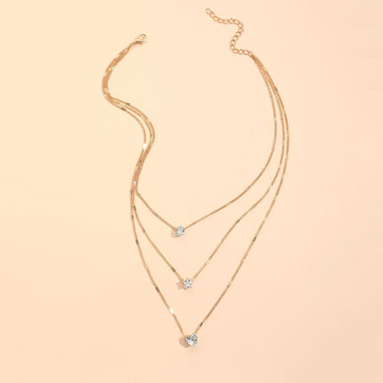 Zircon Necklace Multi-layer Five-pointed Star Love Water Drop Pendant