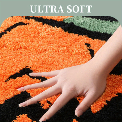 Festive cute pumpkin decoration Halloween bathroom rug, Halloween