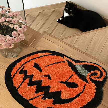 Festive cute pumpkin decoration Halloween bathroom rug, Halloween