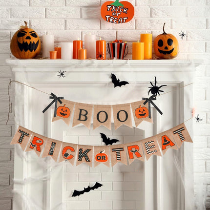 Halloween Burlap Banner Halloween Party Mantel Wall Hanging Supplies